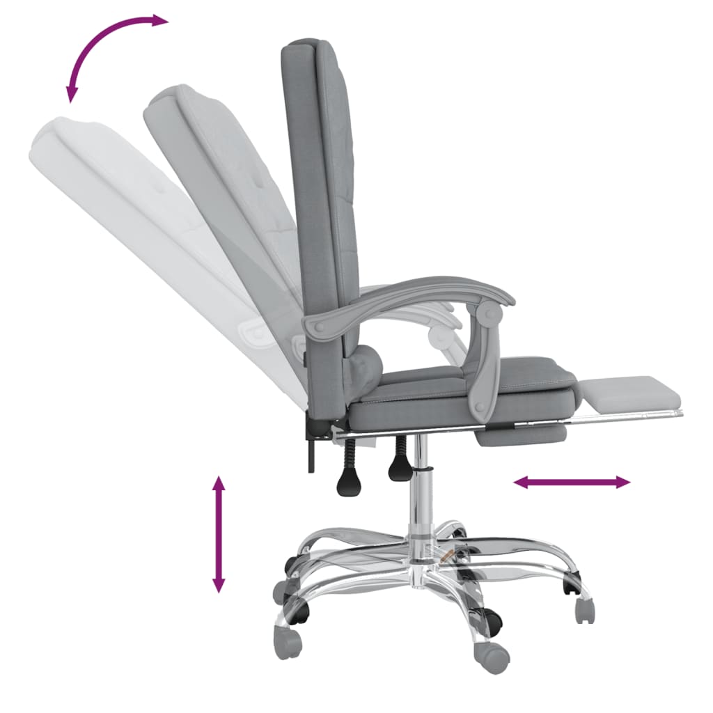 Office chair with massage function light gray fabric