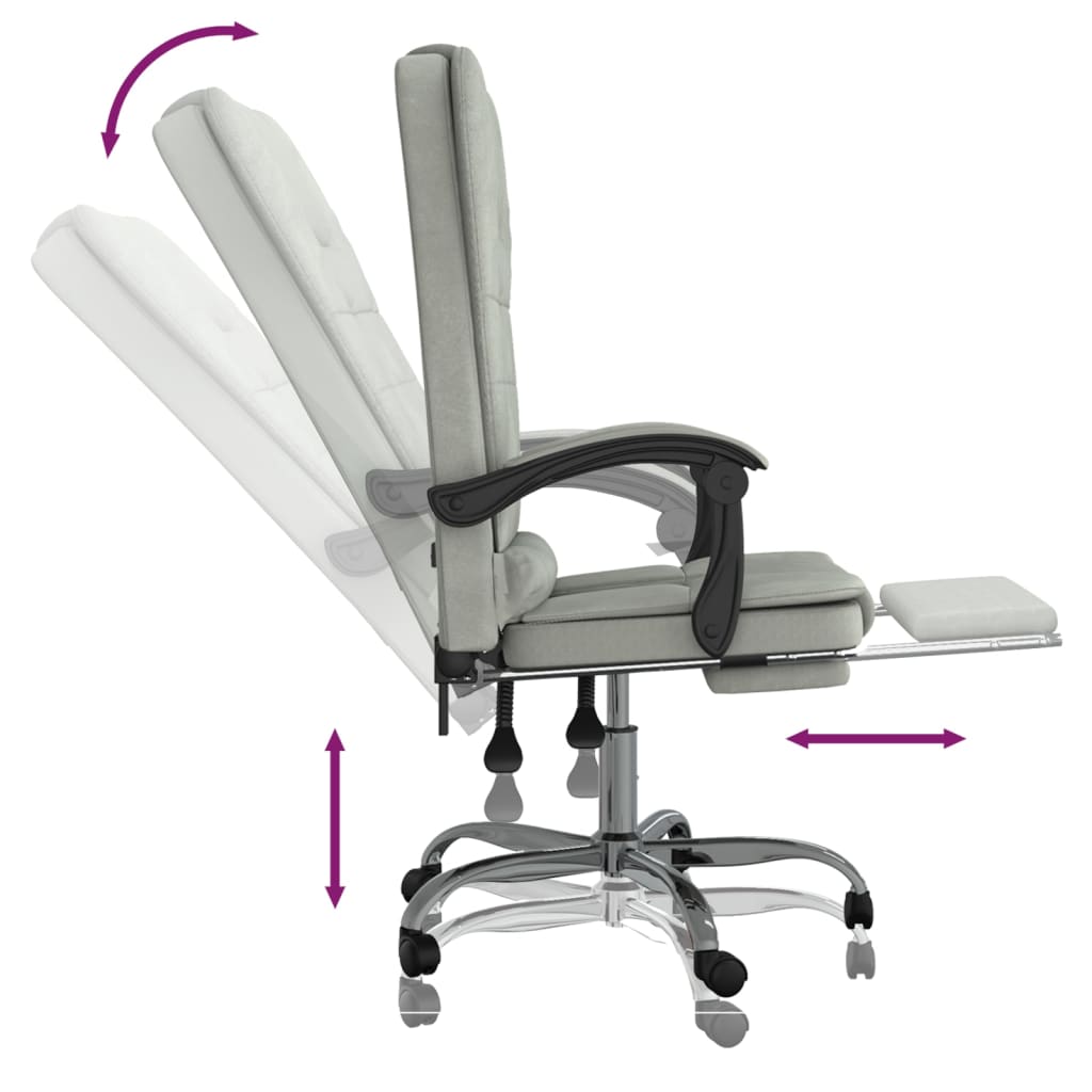 Office chair with massage function light gray velvet