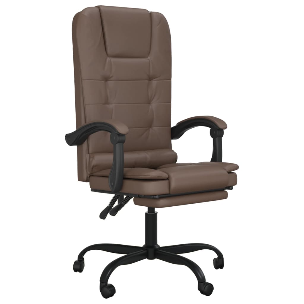 Office chair with massage function brown faux leather