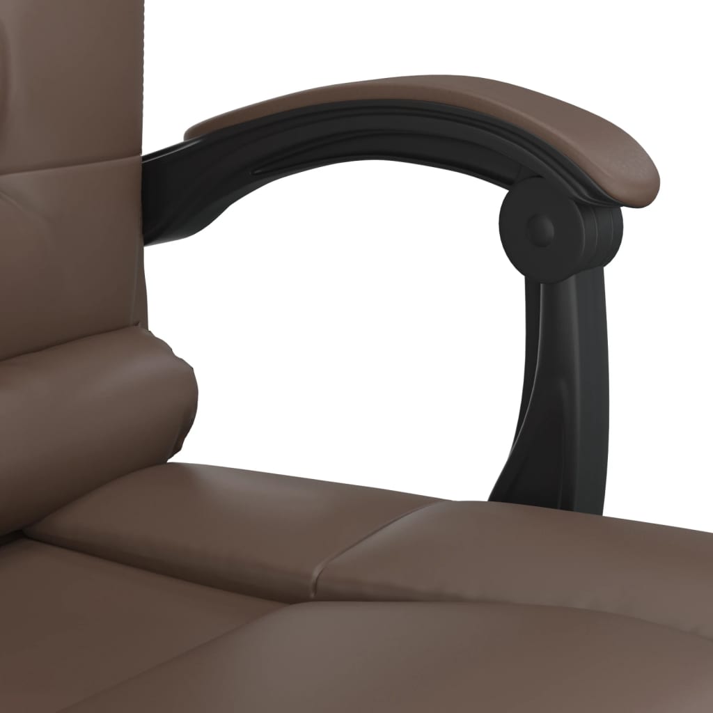 Office chair with massage function brown faux leather