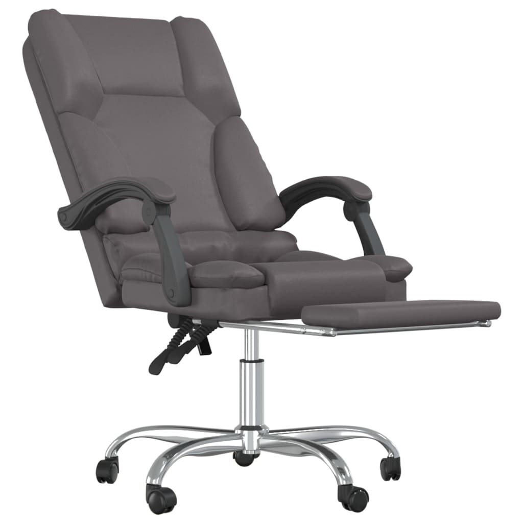 Office chair with massage function gray faux leather