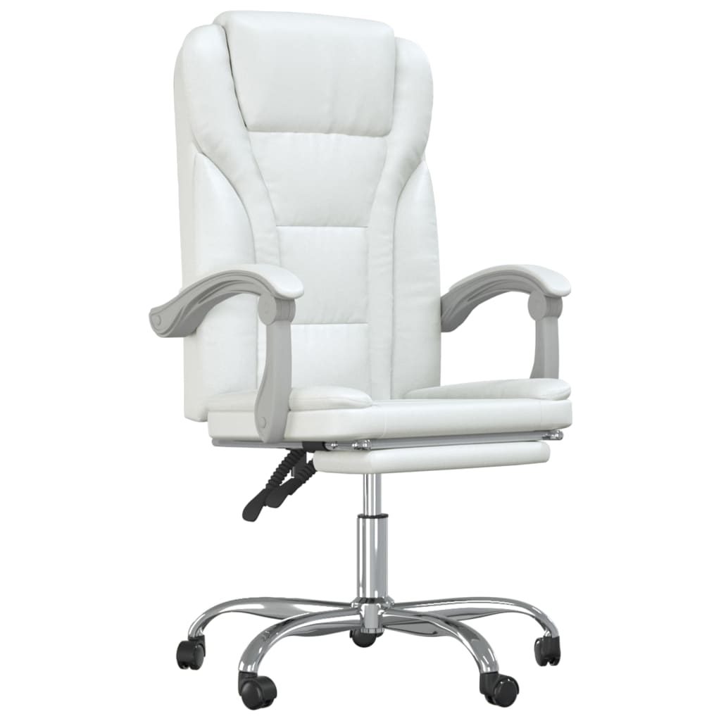 Office chair with reclining function white faux leather