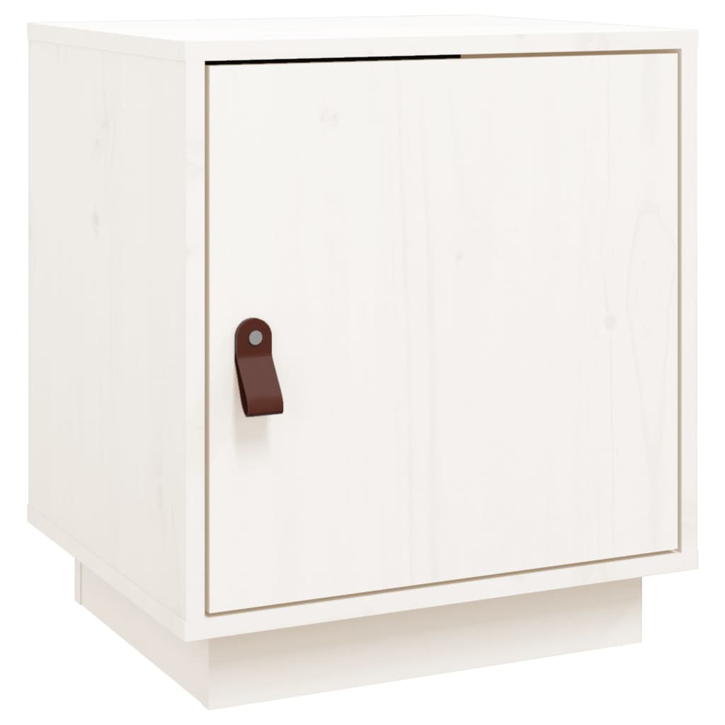 Bedside table white 40x34x45 cm solid pine wood