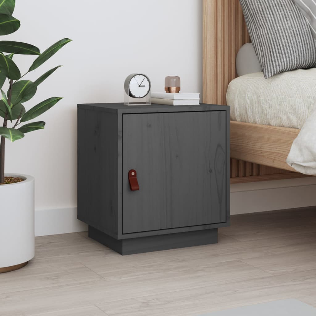 Bedside table gray 40x34x45 cm solid pine wood