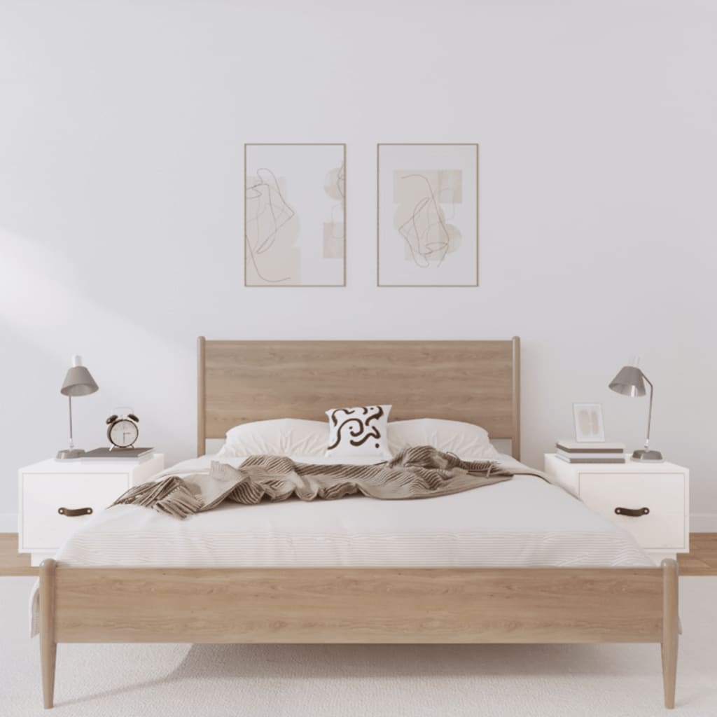 Bedside tables 2 pcs. White 40x34x35 cm solid pine wood