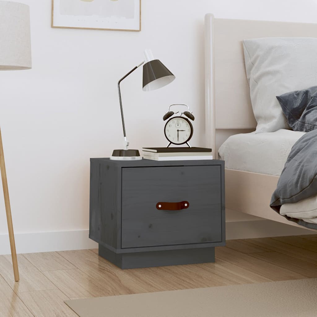 Bedside table gray 40x34x35 cm solid pine wood