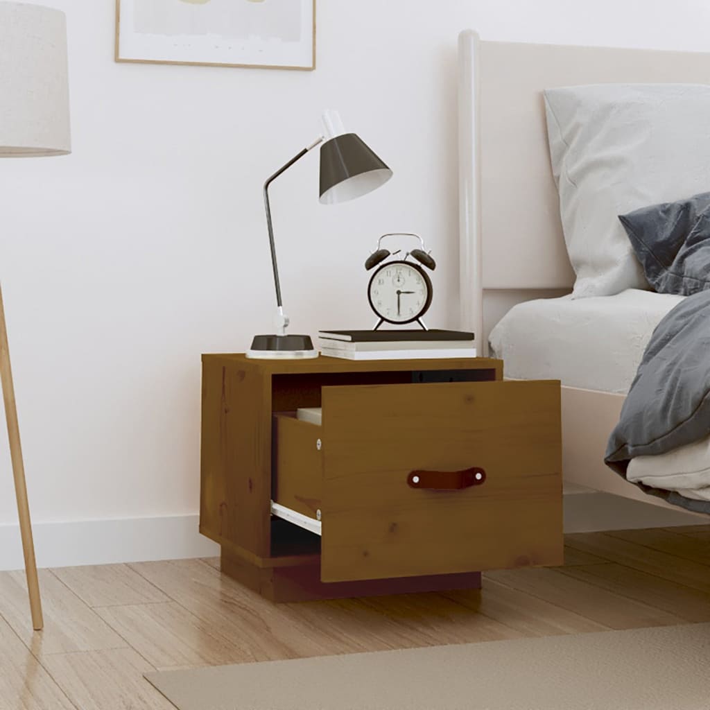 Bedside table honey brown 40x34x35 cm solid pine wood