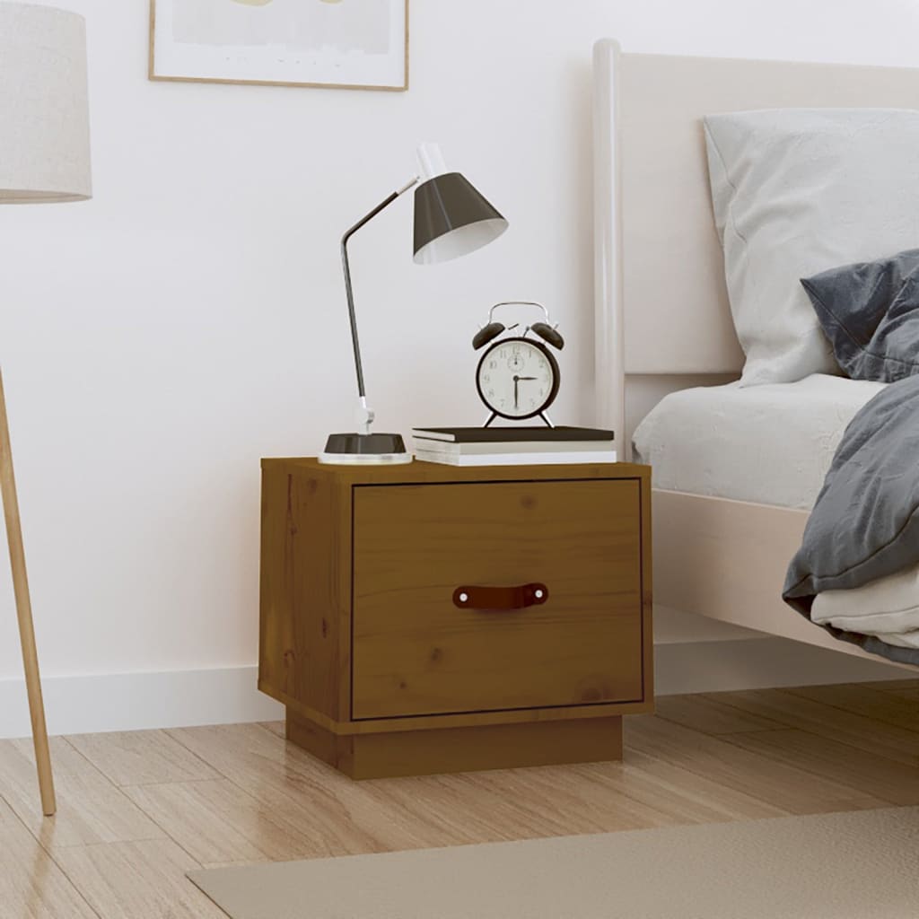 Bedside table honey brown 40x34x35 cm solid pine wood