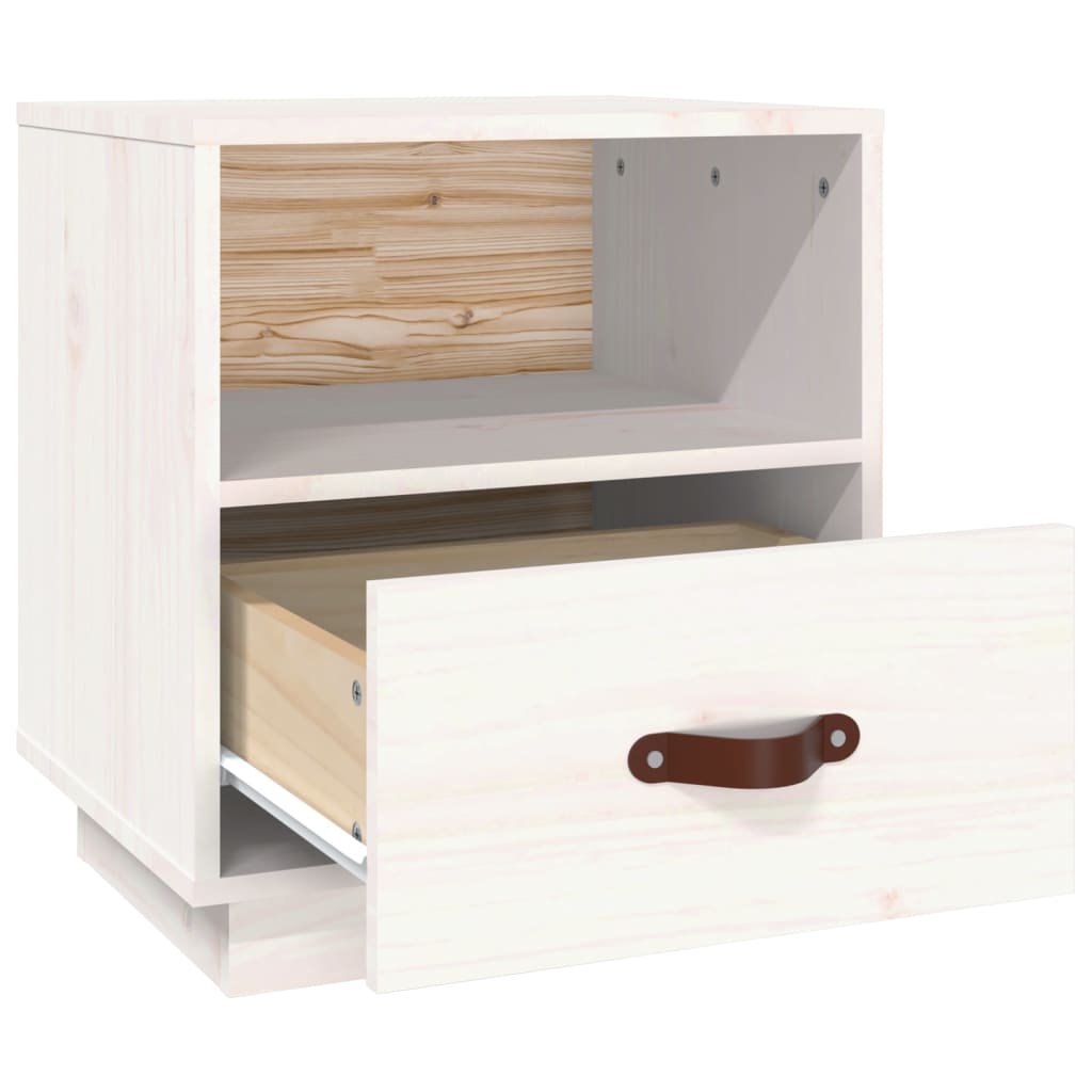 Bedside table white 40x34x45 cm solid pine wood
