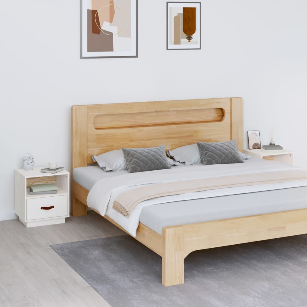Bedside tables 2 pcs. White 40x34x45 cm solid pine wood