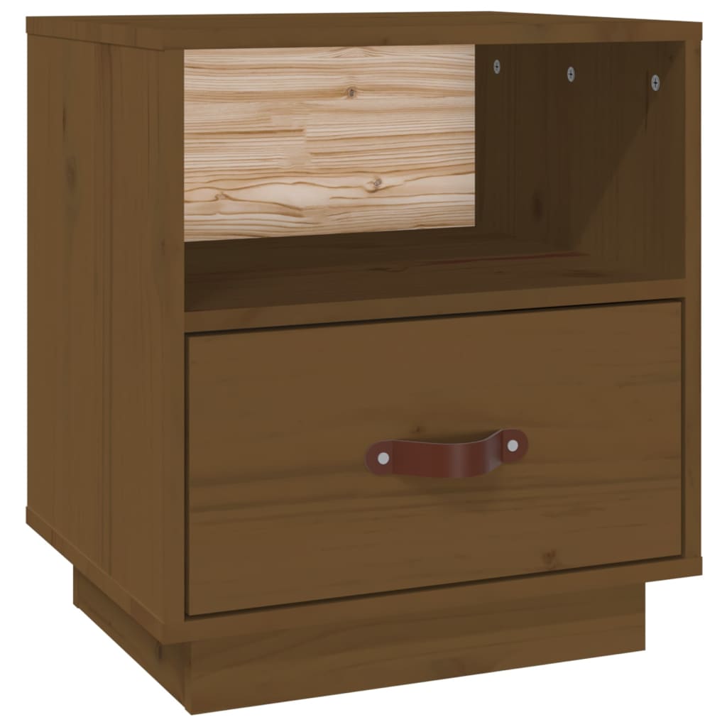 Bedside table honey brown 40x34x45 cm solid pine wood