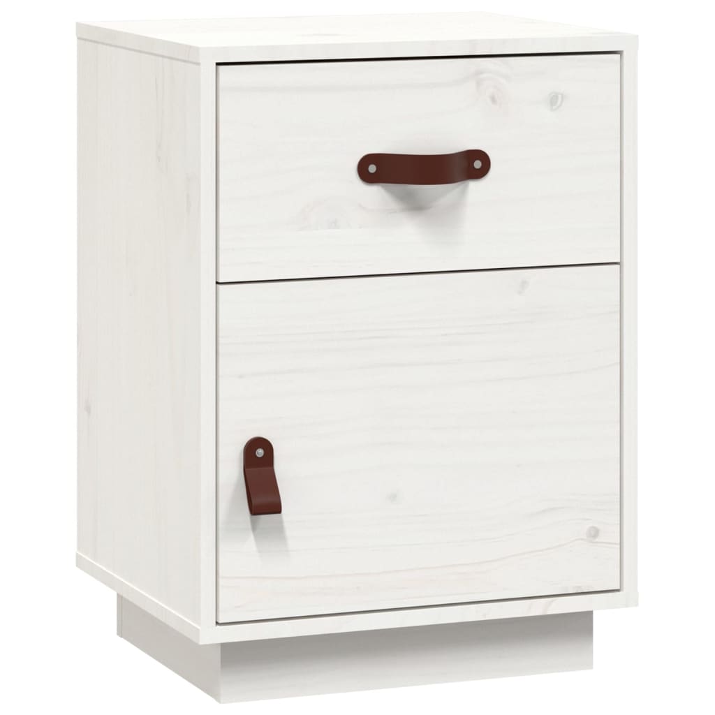 Bedside table white 40x34x55 cm solid pine wood