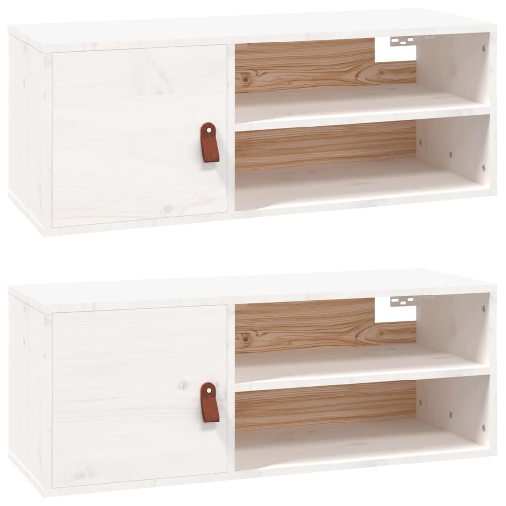Wall cabinets 2 pcs. White 80x30x30 cm solid pine wood
