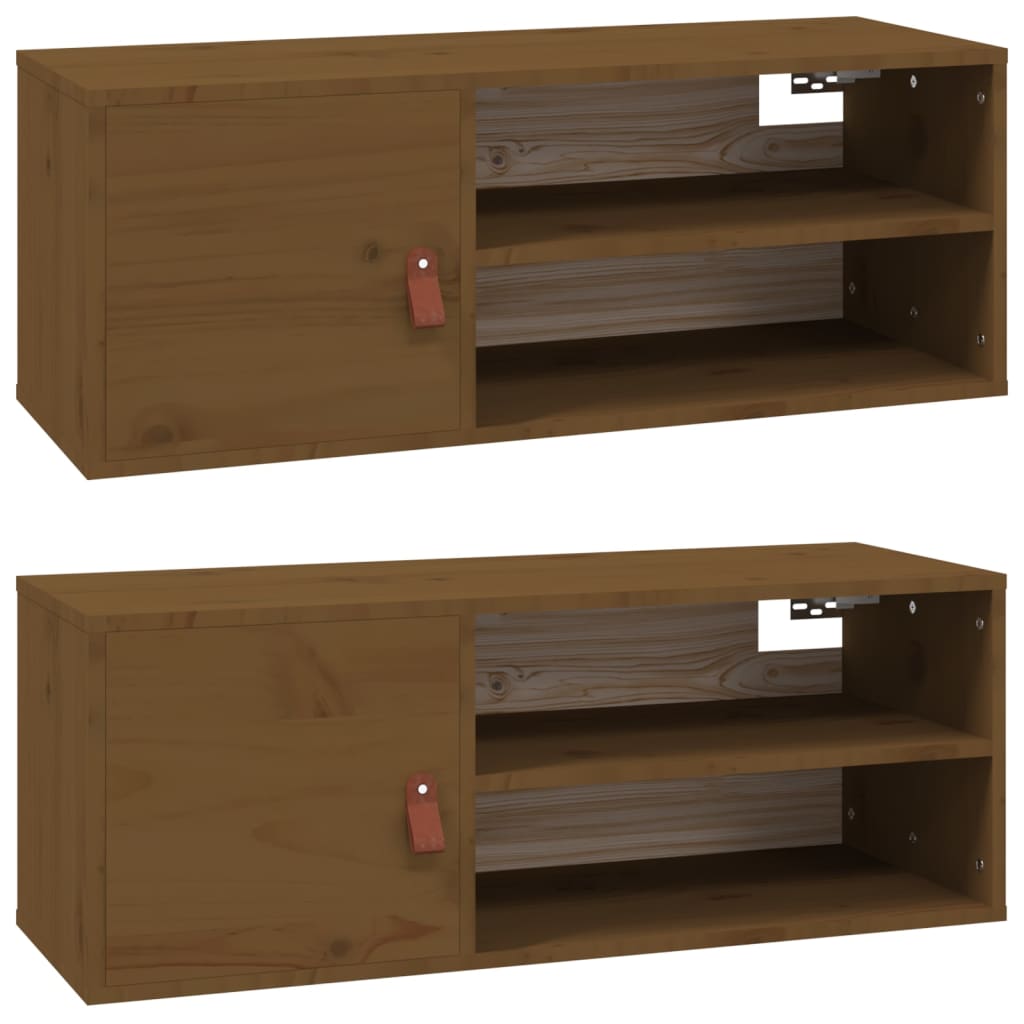 Wall cabinets 2 pcs. honey brown 80x30x30 cm solid pine wood