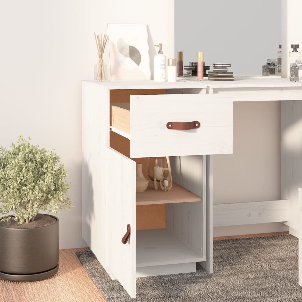 Desk cabinet white 40x50x75 cm solid pine wood