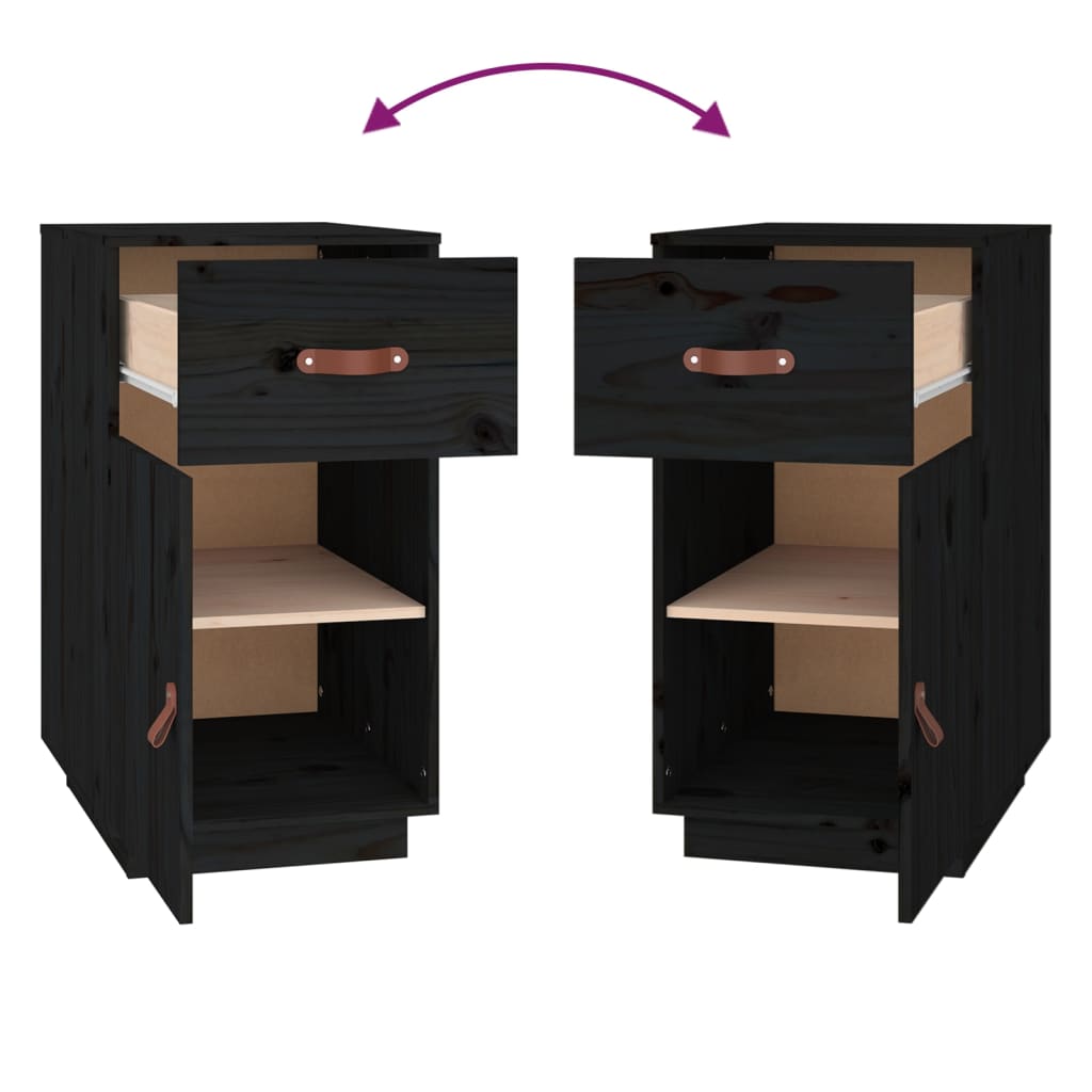 Desk cabinet black 40x50x75 cm solid pine wood