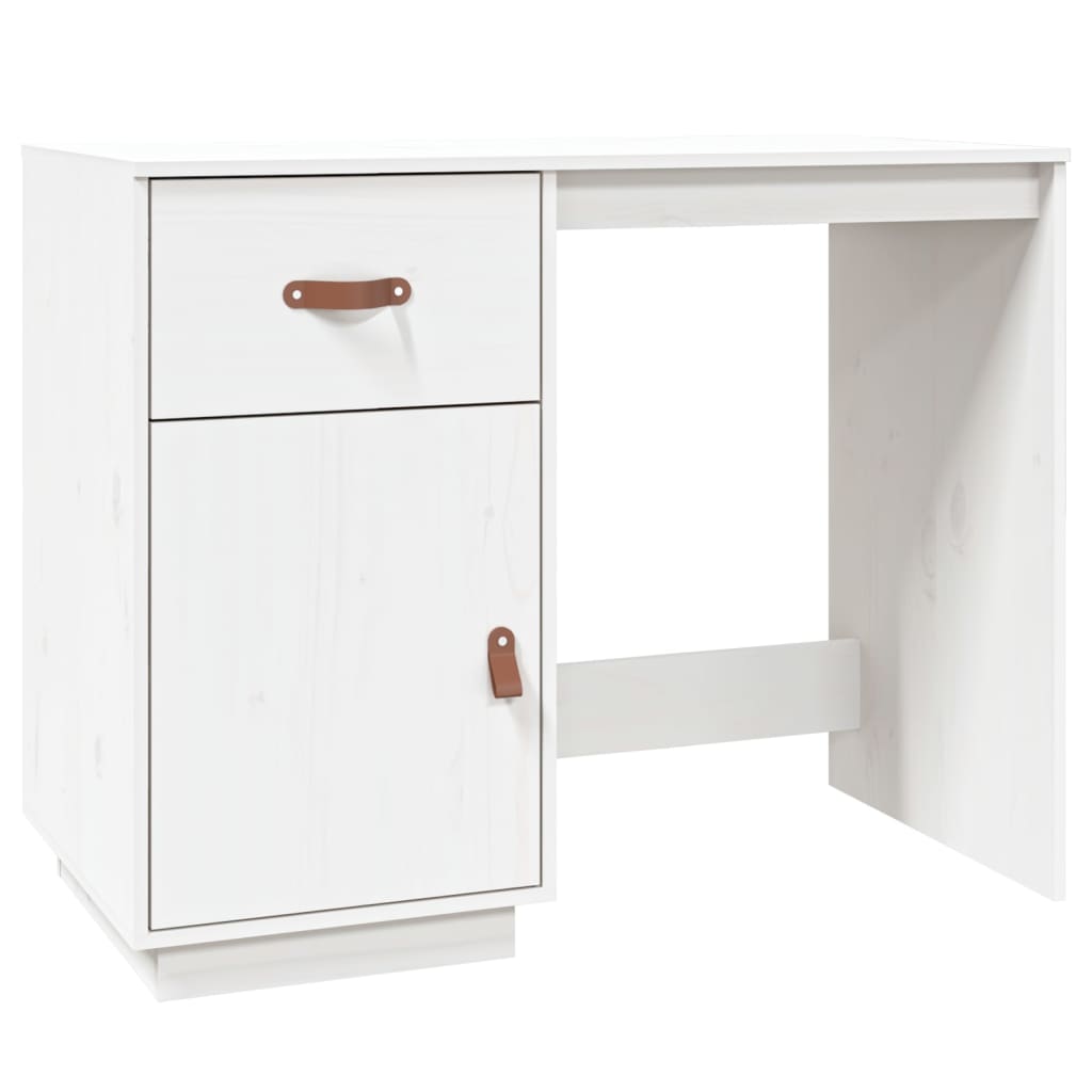 Desk white 95x50x75cm solid pine wood