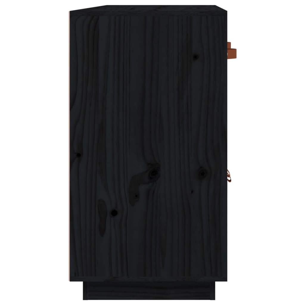 Sideboard Schwarz 98,5x40x75 cm Massivholz Kiefer