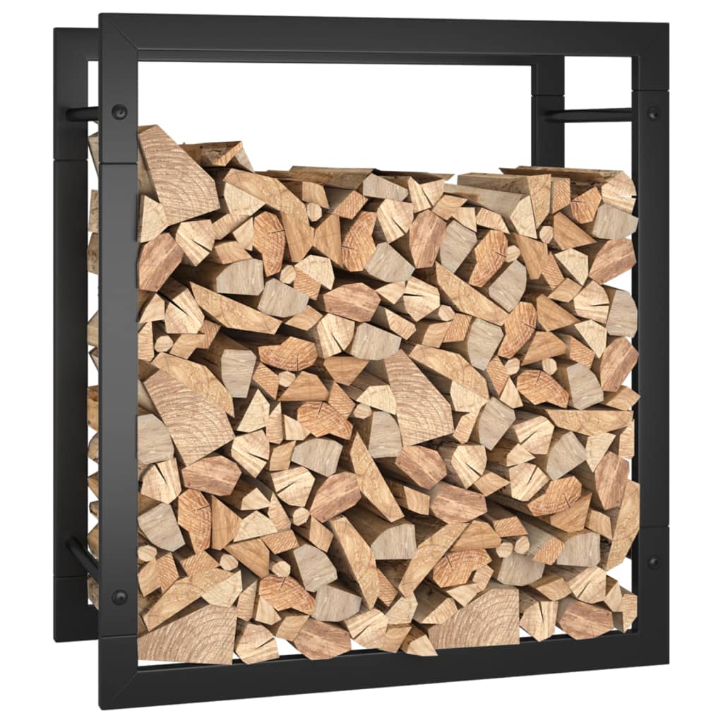 Firewood rack matt black 50x28x56 cm steel