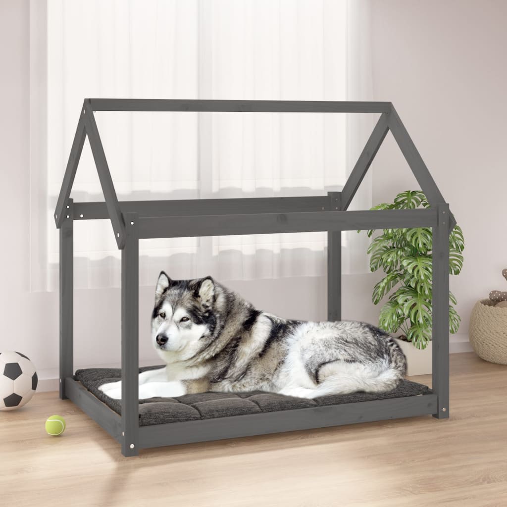 Dog bed gray 111x80x100 cm solid pine wood