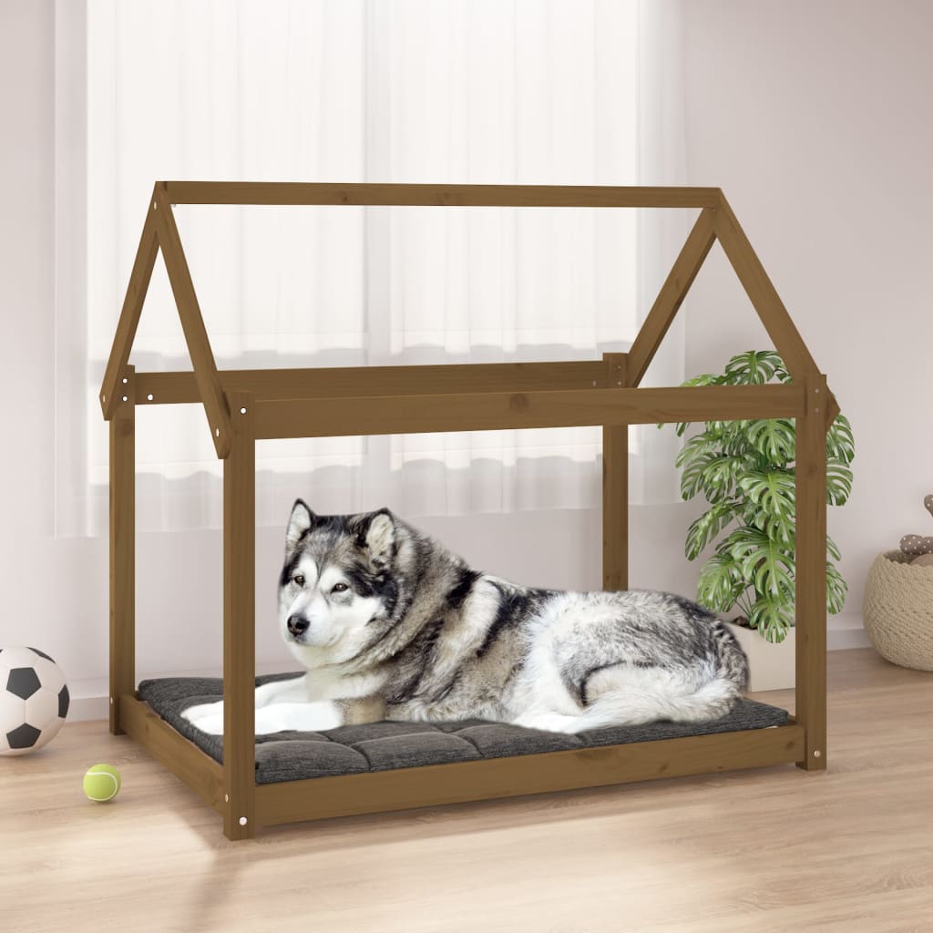 Dog bed honey brown 111x80x100 cm solid pine wood
