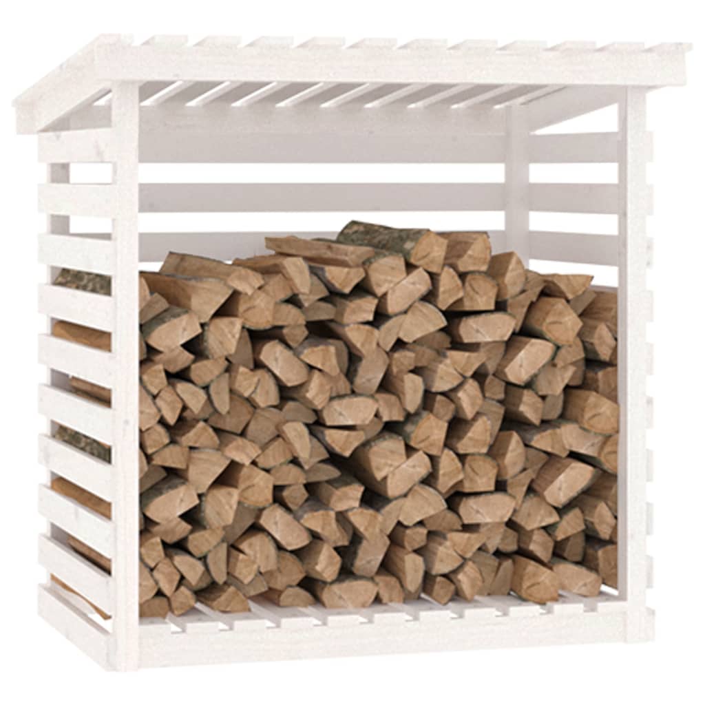 Firewood shelf white 108x73x108 cm solid pine wood