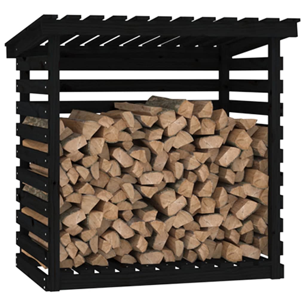 Firewood rack black 108x73x108 cm solid pine wood