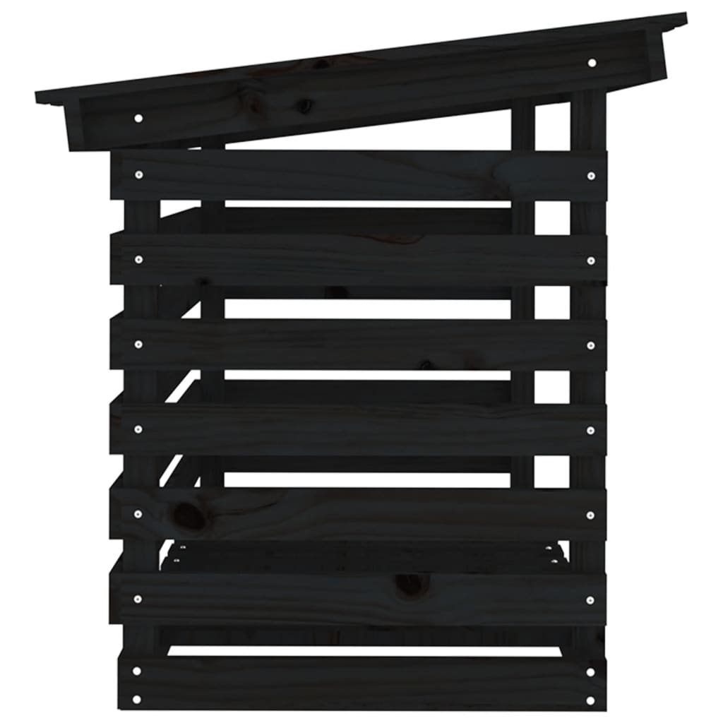 Firewood rack black 108x73x79 cm solid pine wood