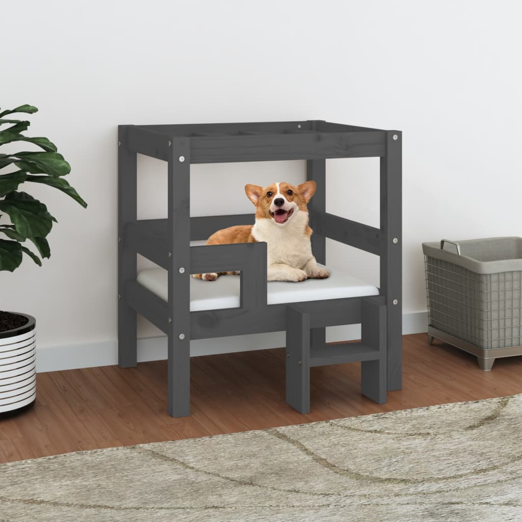 Dog bed gray 55.5x53.5x60 cm solid pine wood