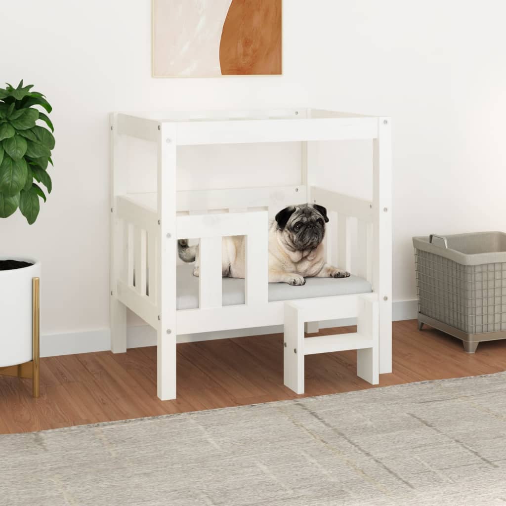 vidaXL Dog Bed White 65.5x43x70 cm Solid Pine Wood