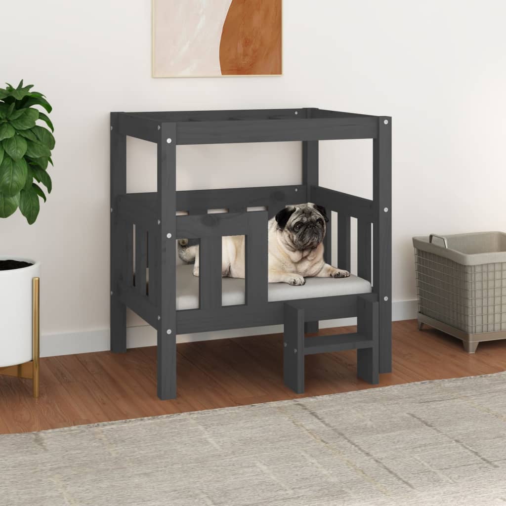 Dog bed gray 65.5x43x70 cm solid pine wood