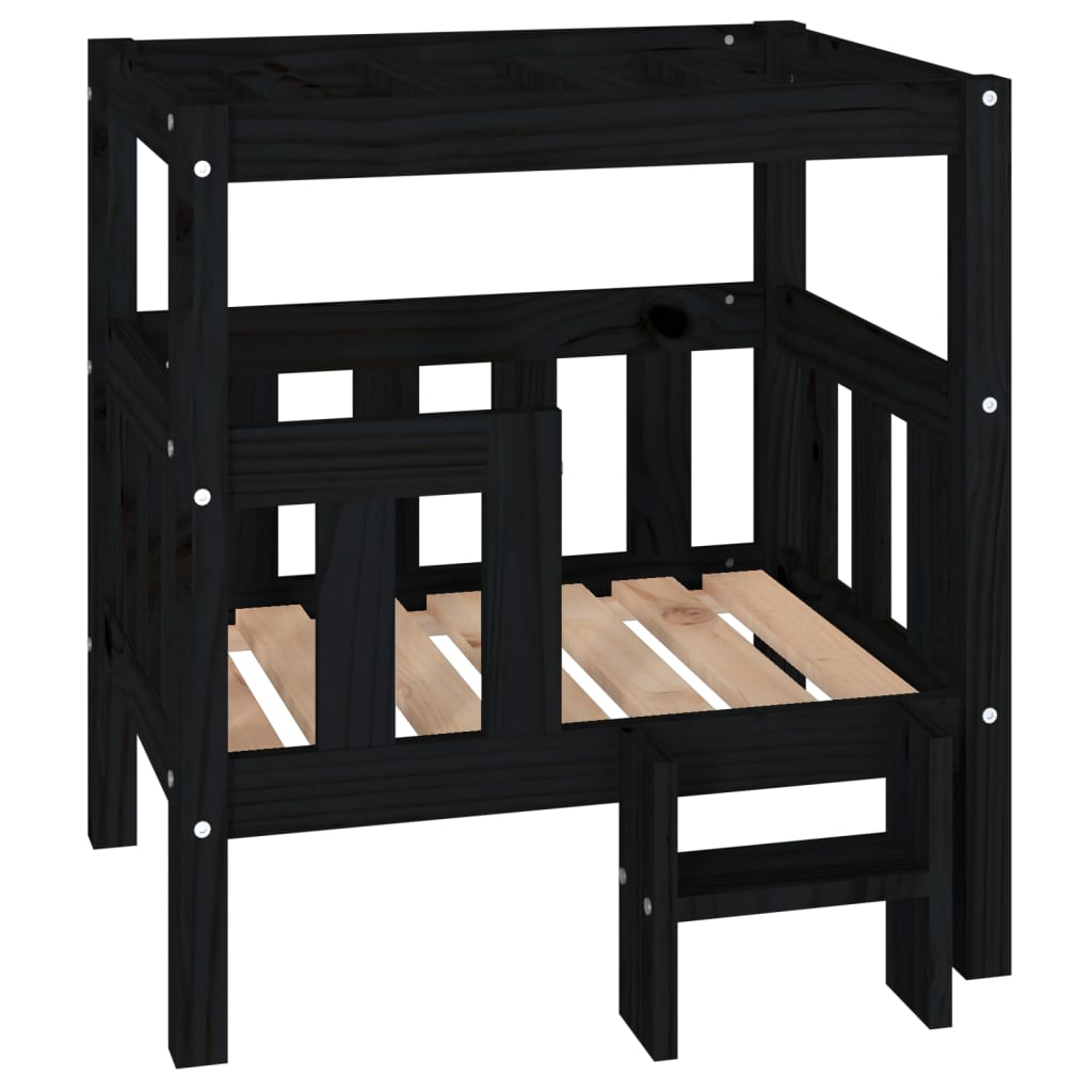 Dog bed black 65.5x43x70 cm solid pine wood