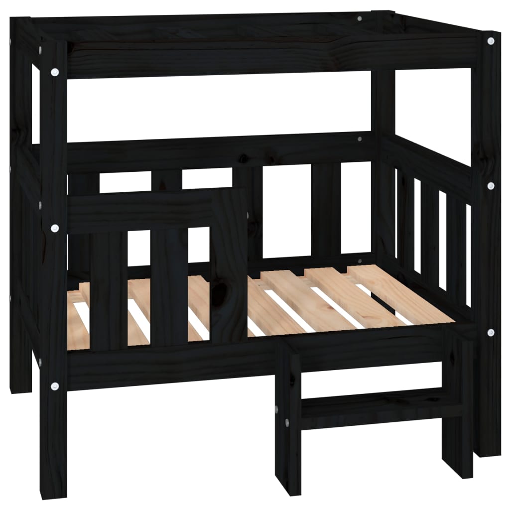 vidaXL Dog Bed Black 75.5x63.5x70 cm Solid Pine Wood