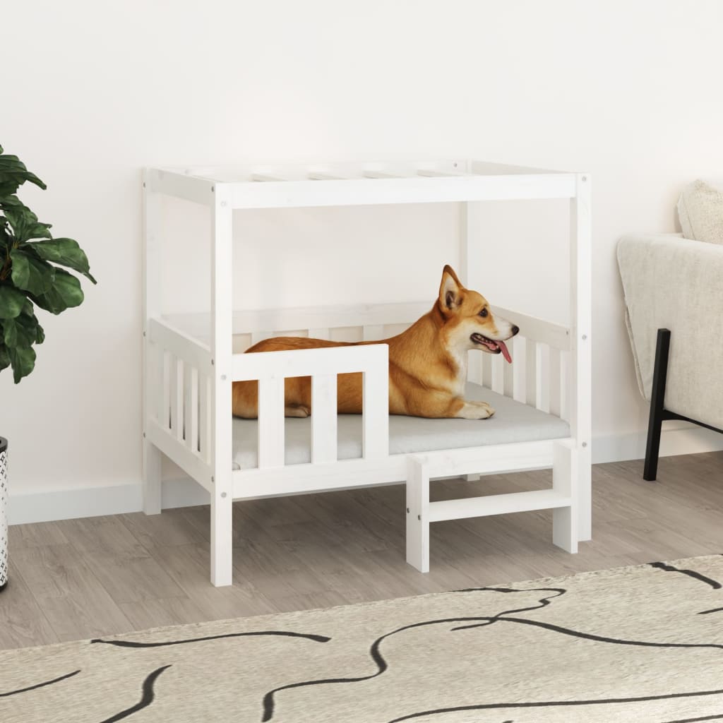 vidaXL Dog Bed White 95.5x73.5x90 cm Solid Pine Wood