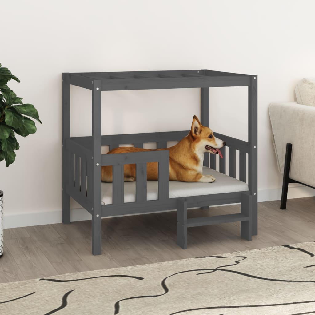 Dog bed gray 95.5x73.5x90 cm solid pine wood