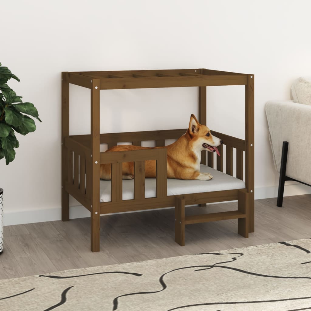 vidaXL dog bed honey brown 95.5x73.5x90 cm solid pine wood