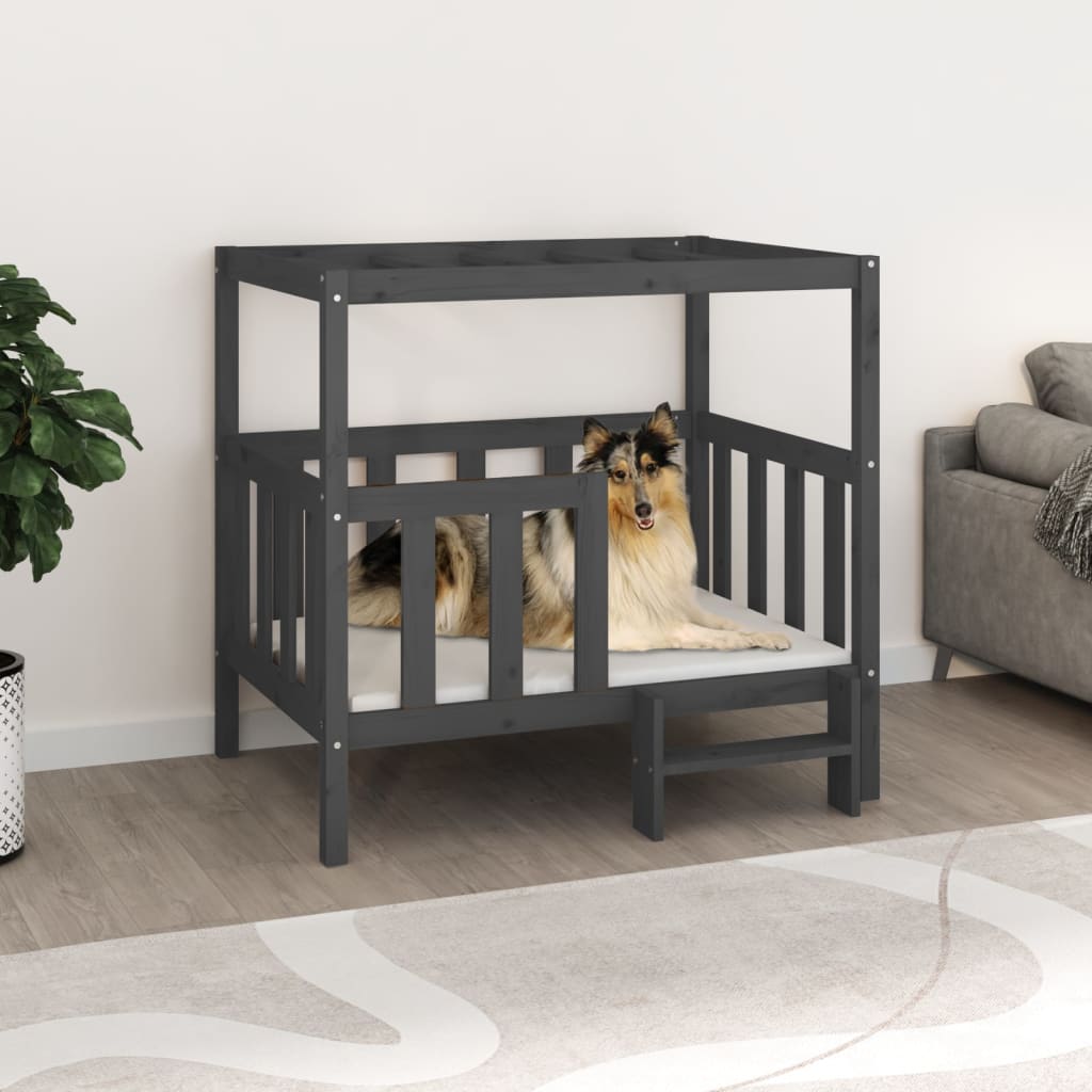 Dog bed gray 105.5x83.5x100 cm solid pine wood