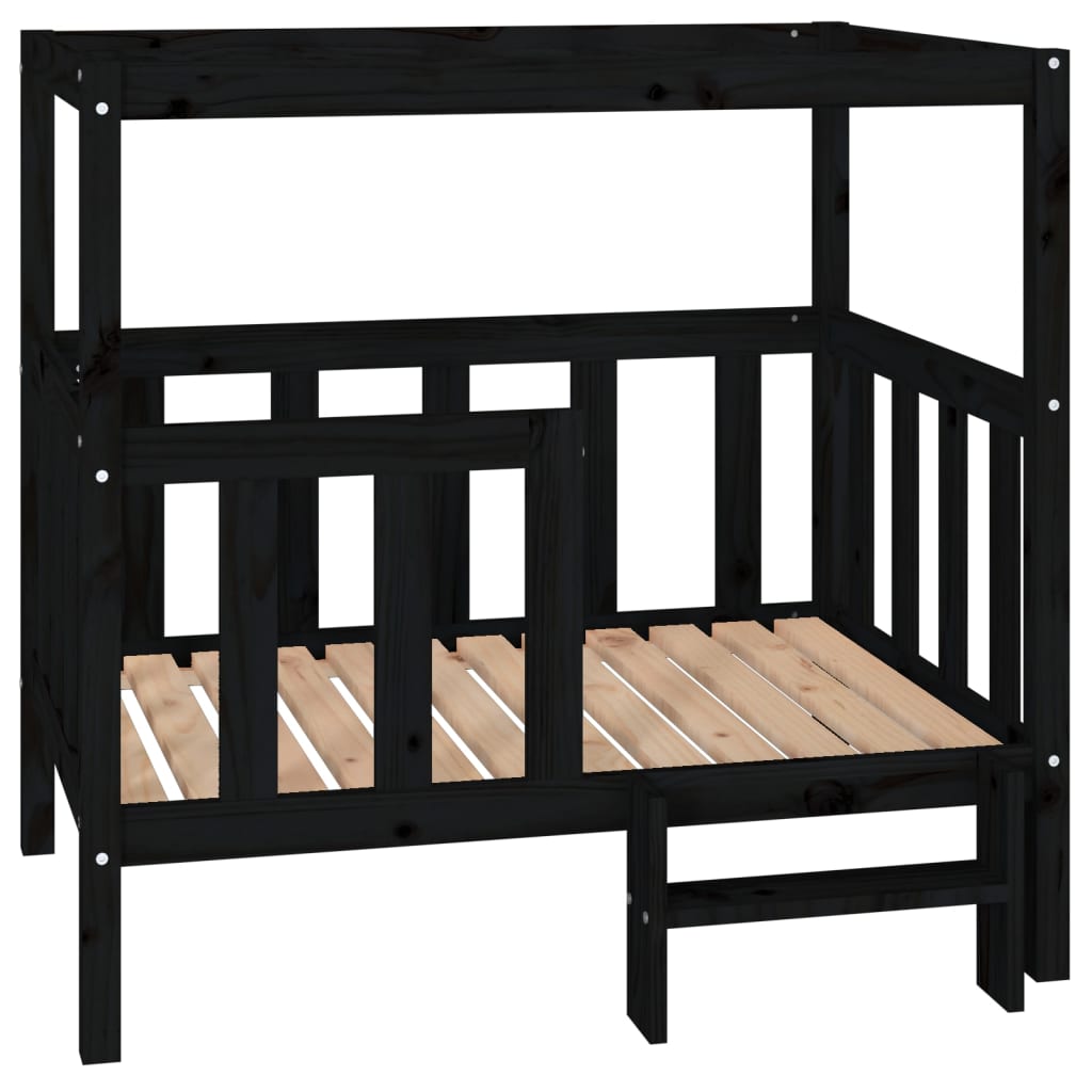 vidaXL Dog Bed Black 105.5x83.5x100 cm Solid Pine Wood