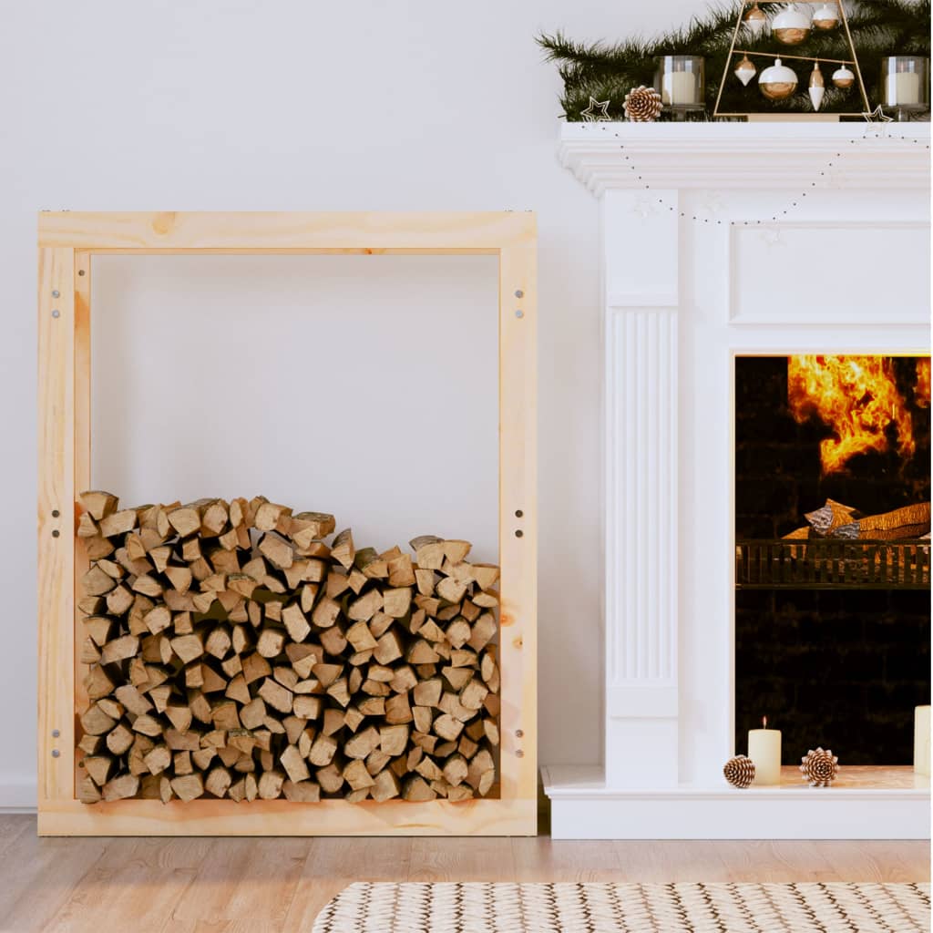 Firewood shelf 80x25x100 cm solid pine wood