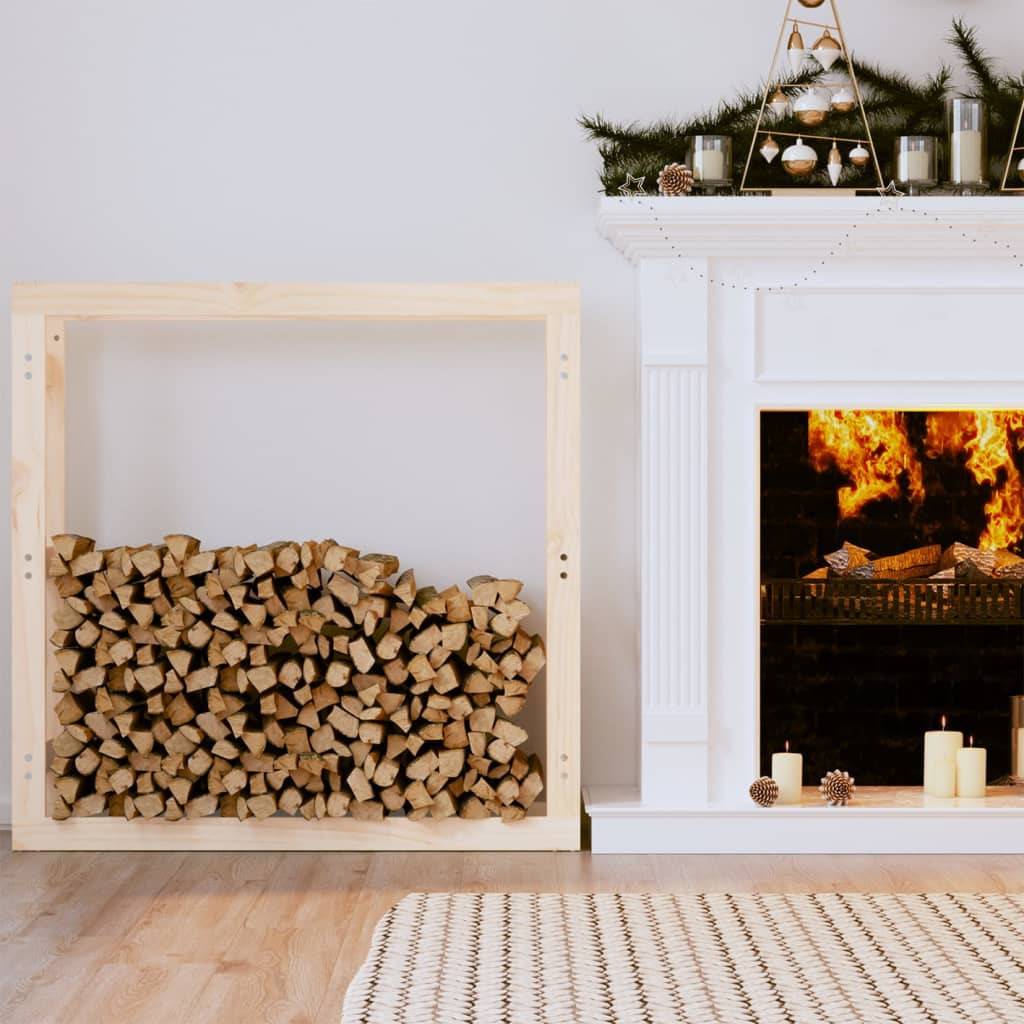 Firewood shelf 100x25x100 cm solid pine wood