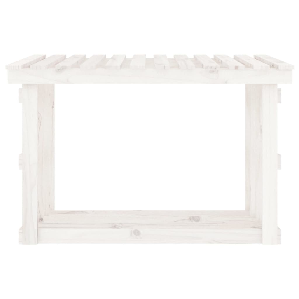 Firewood shelf white 108x64.5x77 cm solid pine wood