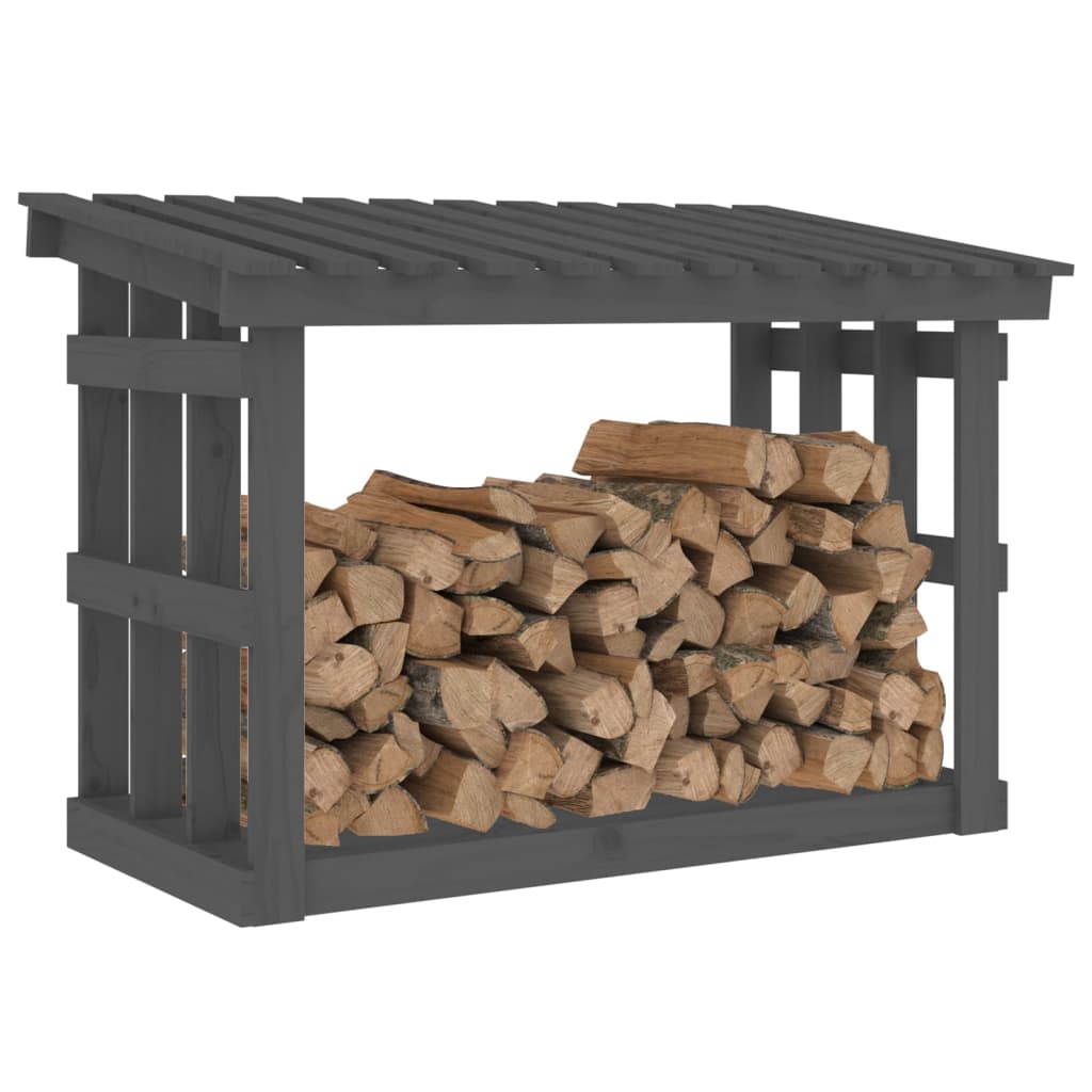 Firewood shelf gray 108x64.5x77 cm solid pine wood