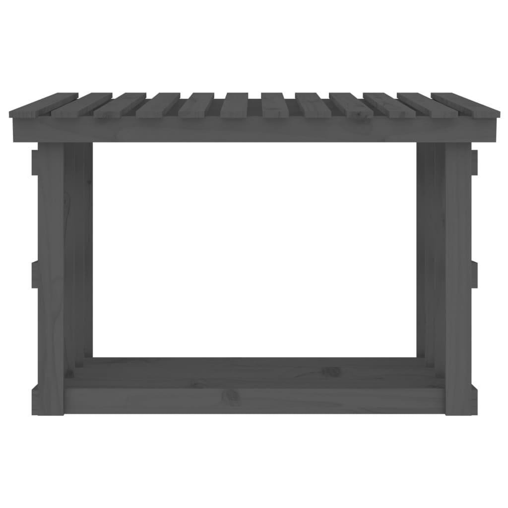 Firewood shelf gray 108x64.5x77 cm solid pine wood