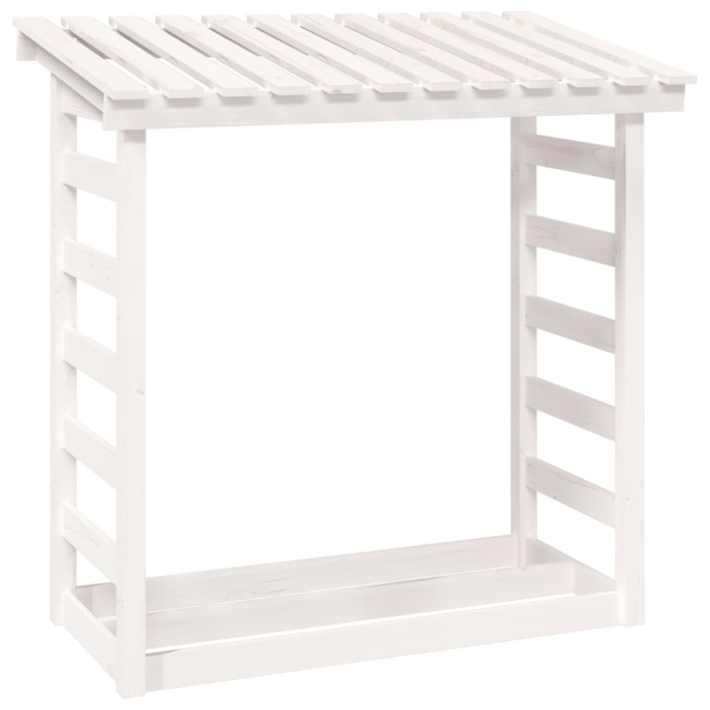 Firewood shelf white 108x64.5x110 cm solid pine wood