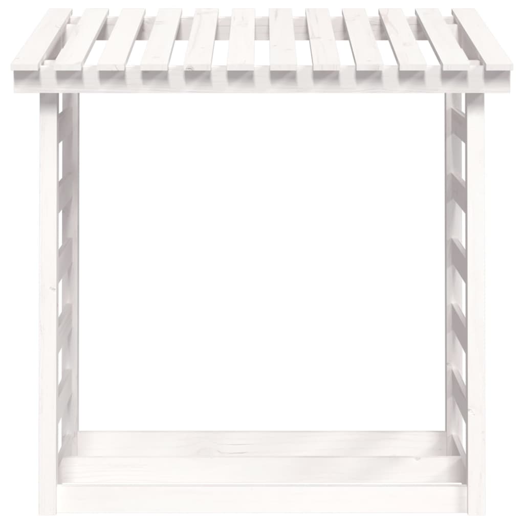 Firewood shelf white 108x64.5x110 cm solid pine wood