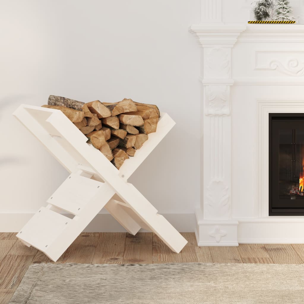 Firewood holder white 47x39.5x48 cm solid pine wood