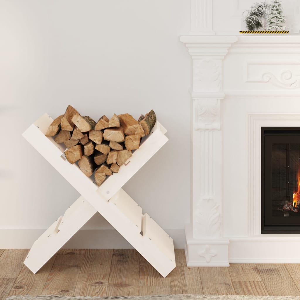 Firewood holder white 47x39.5x48 cm solid pine wood