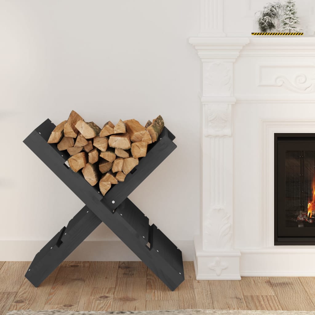 Firewood holder gray 47x39.5x48 cm solid pine wood