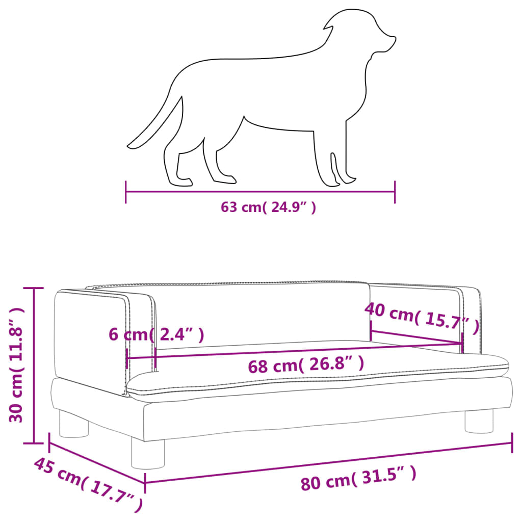 Hundebett Dunkelgrau 80x45x30 cm Samt