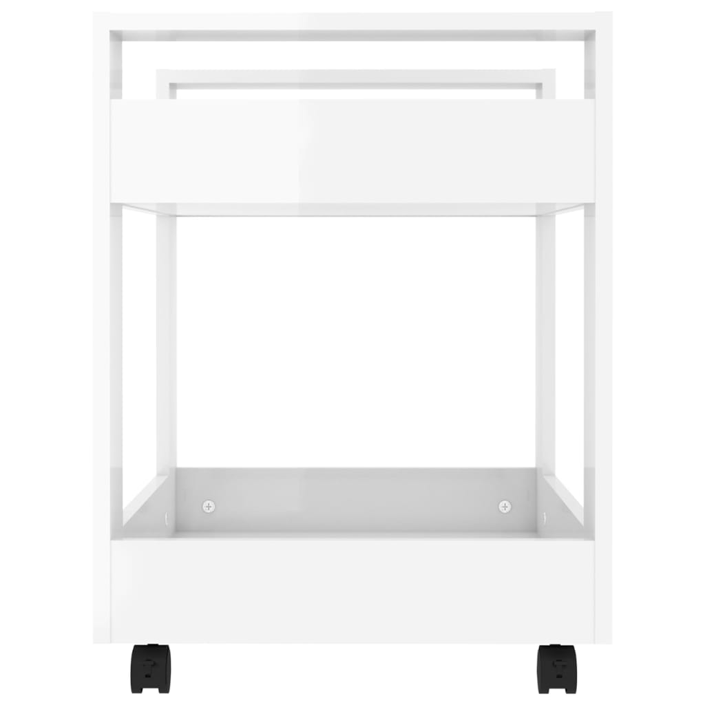 Bürowagen Hochglanz-Weiß 60x45x60 cm Holzwerkstoff